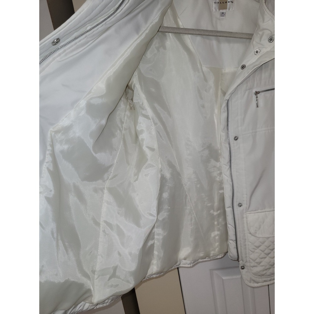 Gallery Womens White Quilted Snap Zip Front Utility Pristine Jacket Size XL - Picture 5 of 7